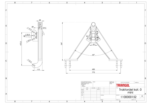 Triangel traktordel kat. 0 mini